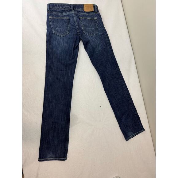 Vintage 90s Y2K low-rise American Eagle Jeans Straight Felled Seams Rare Size 2 - Picture 6 of 11